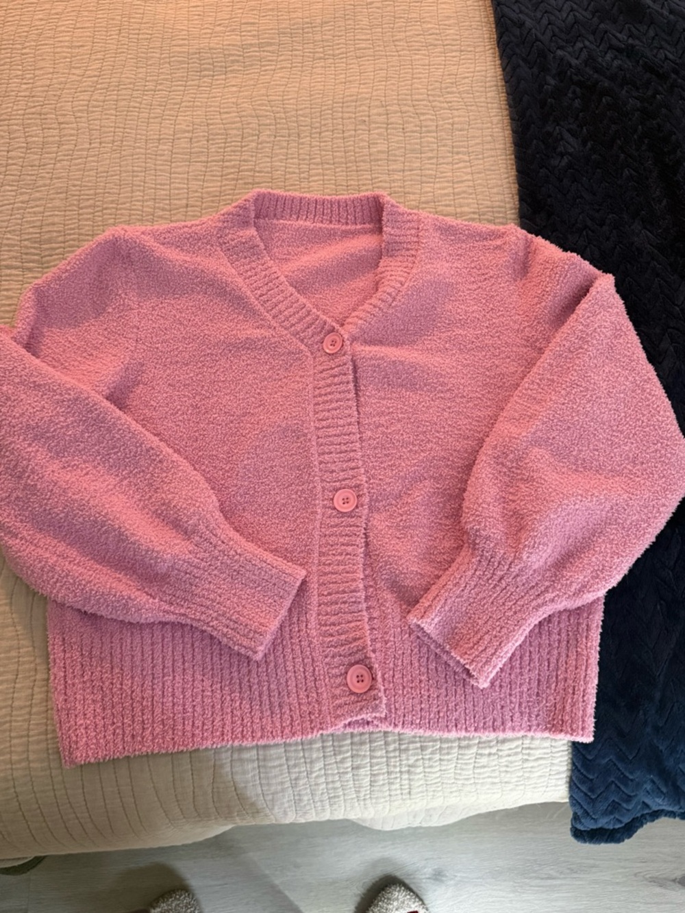 Bubblegum Pink Women's Button-Front Knit Cardigan Sweater